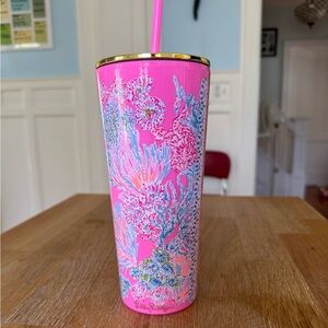 Lilly Pulitzer Pink and Gold Tumbler
